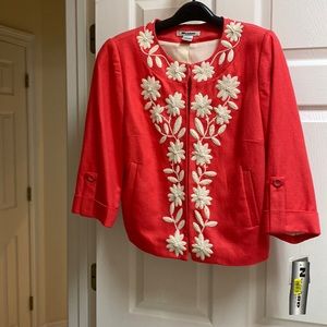 Nygard 3/4 sleeve lined size 10 brand new- linen blend with embroidered